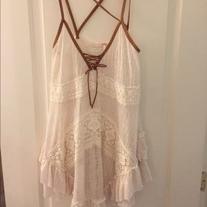 Free People Creme Cotton Gauze  Strappy Top